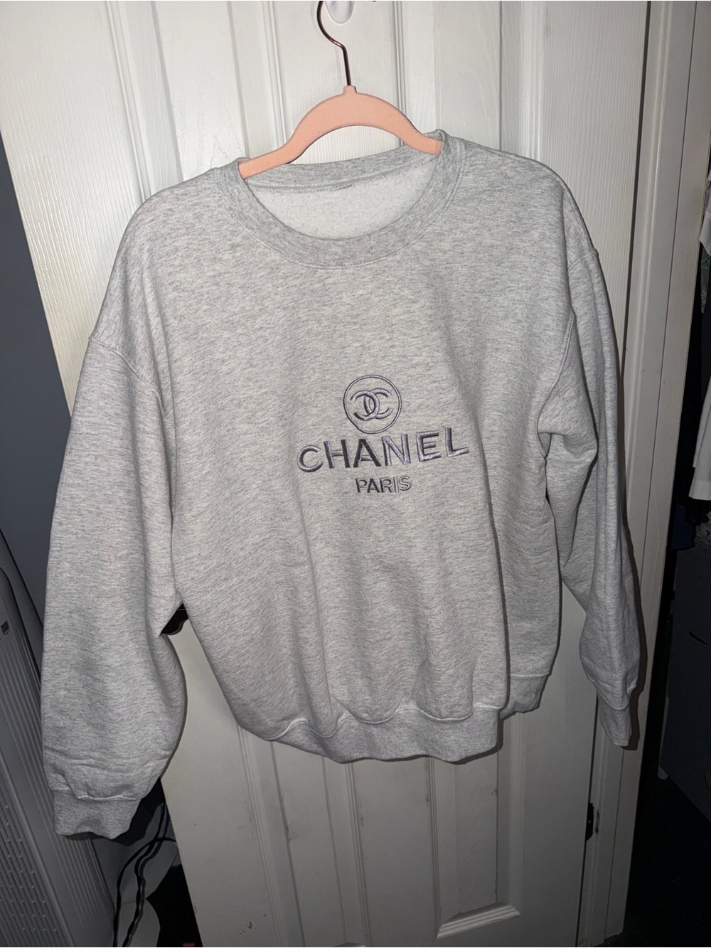 Gildan Light Gray Crewneck Sweatshirt with Embroidered Logo